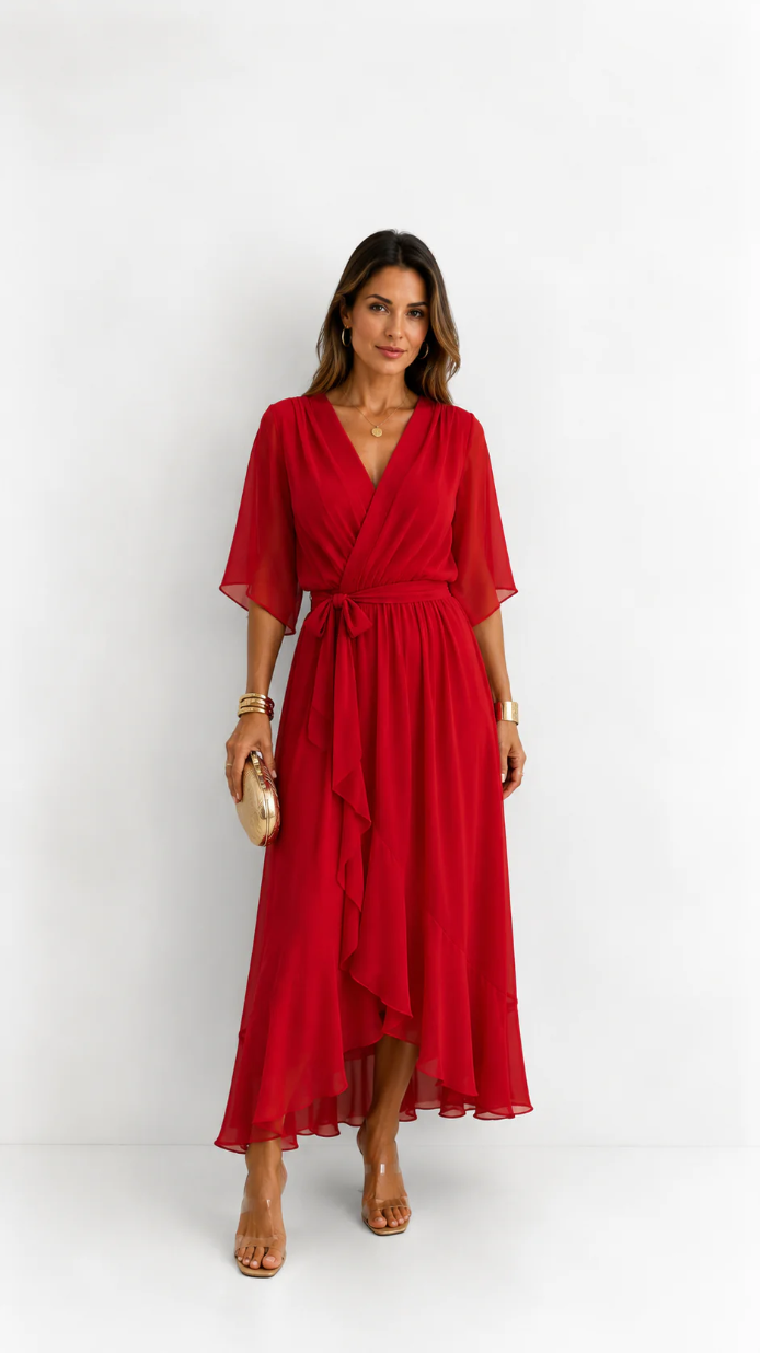 Isabelle™ | Elegancka Maxi Sukienka z Chiffonu