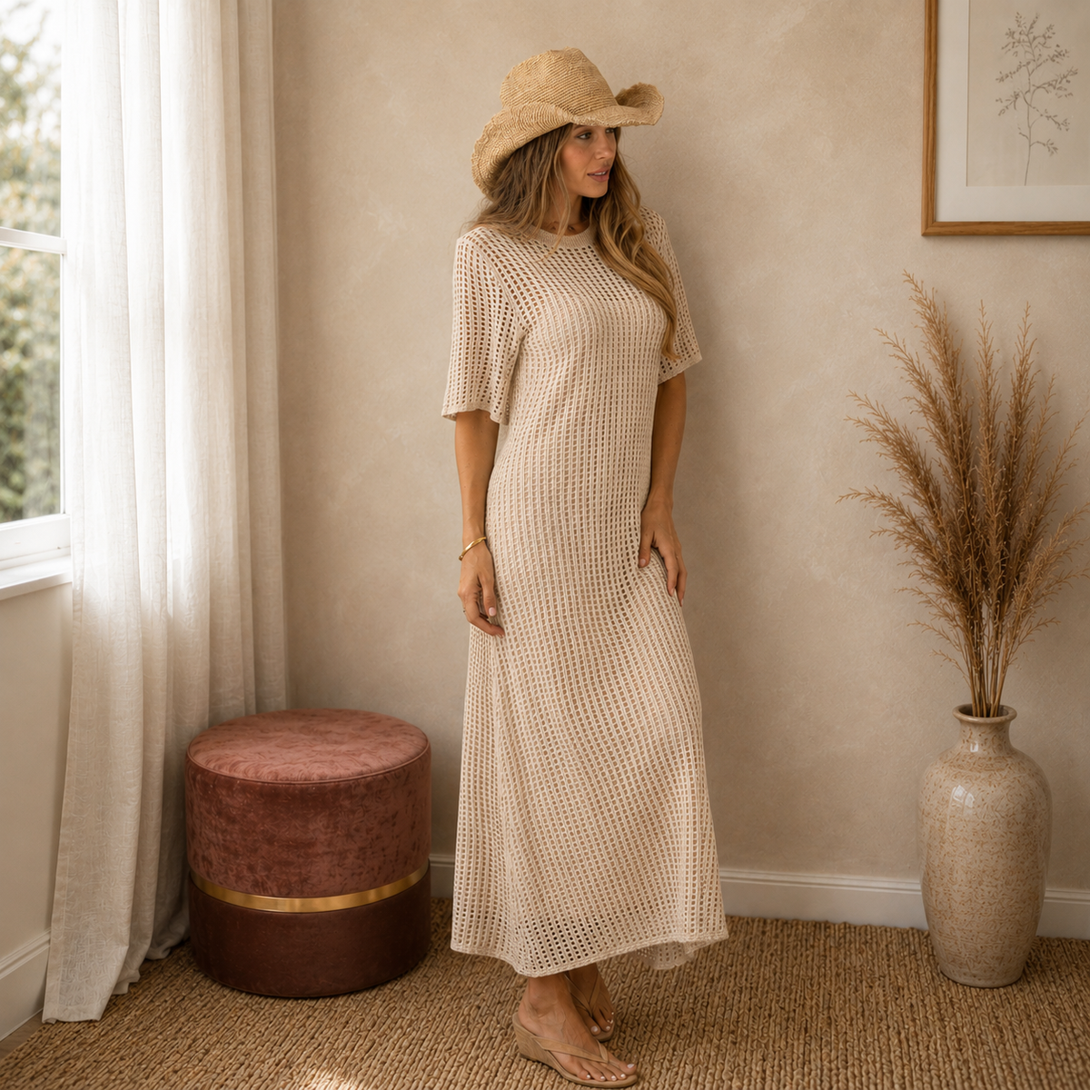 Avery™ | Elegancka Maxi Sukienka Szydełkowa