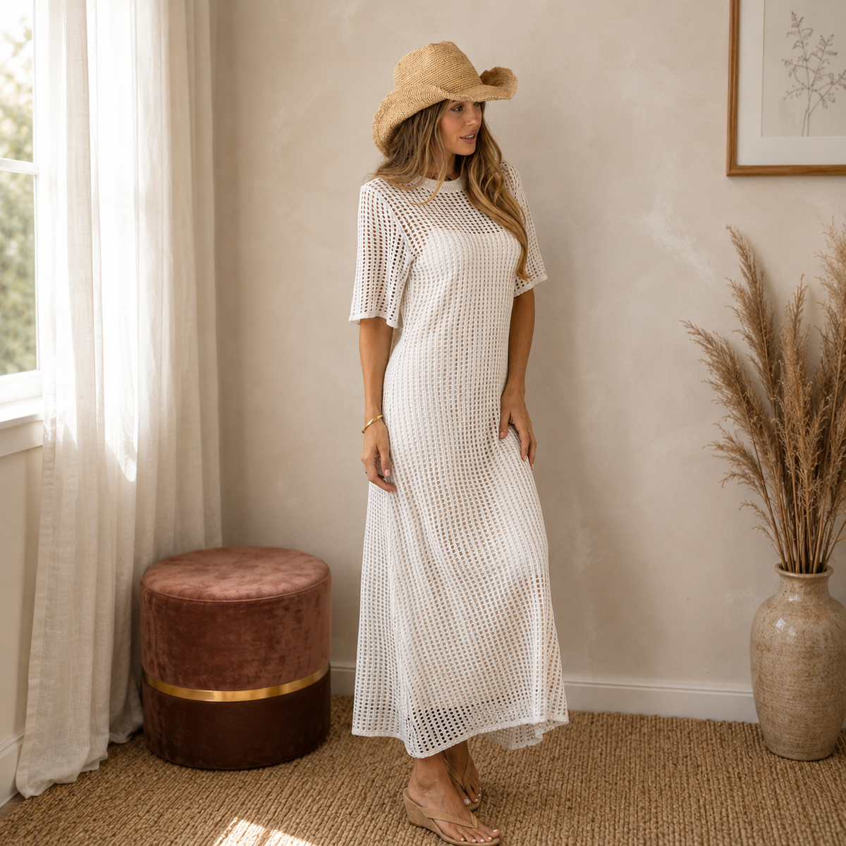 Avery™ | Elegancka Maxi Sukienka Szydełkowa