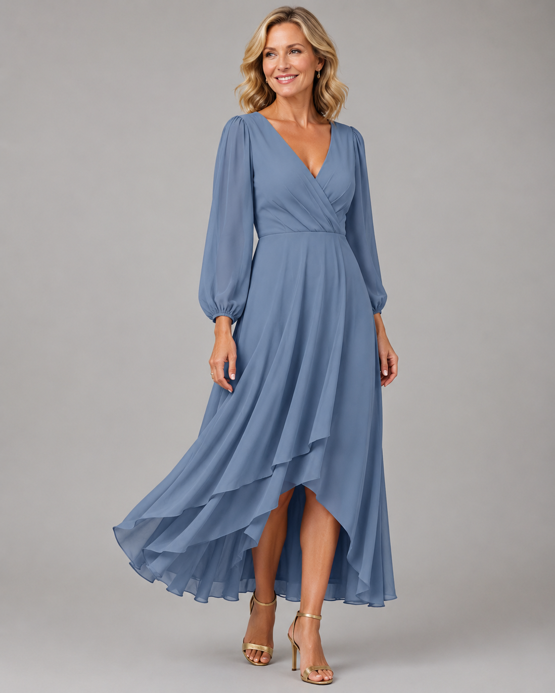 Mia™ | Elegancka Maxi Sukienka Dekoltem w Serek