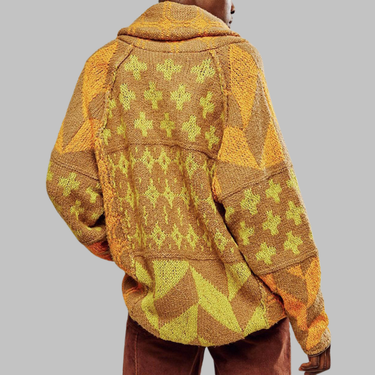 PORTIA™ - Oversize Vintage Kardigan z Długim Rękawem i Guzikowym Kołnierzykiem