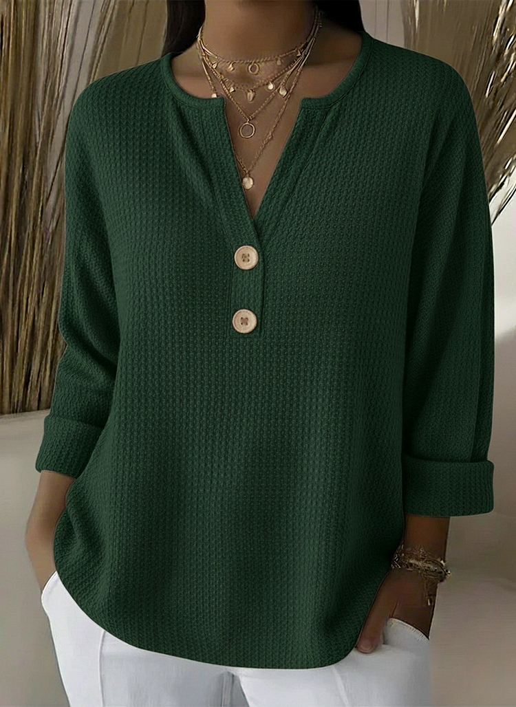 Lucinda™ | Henley Blouse with Buttons