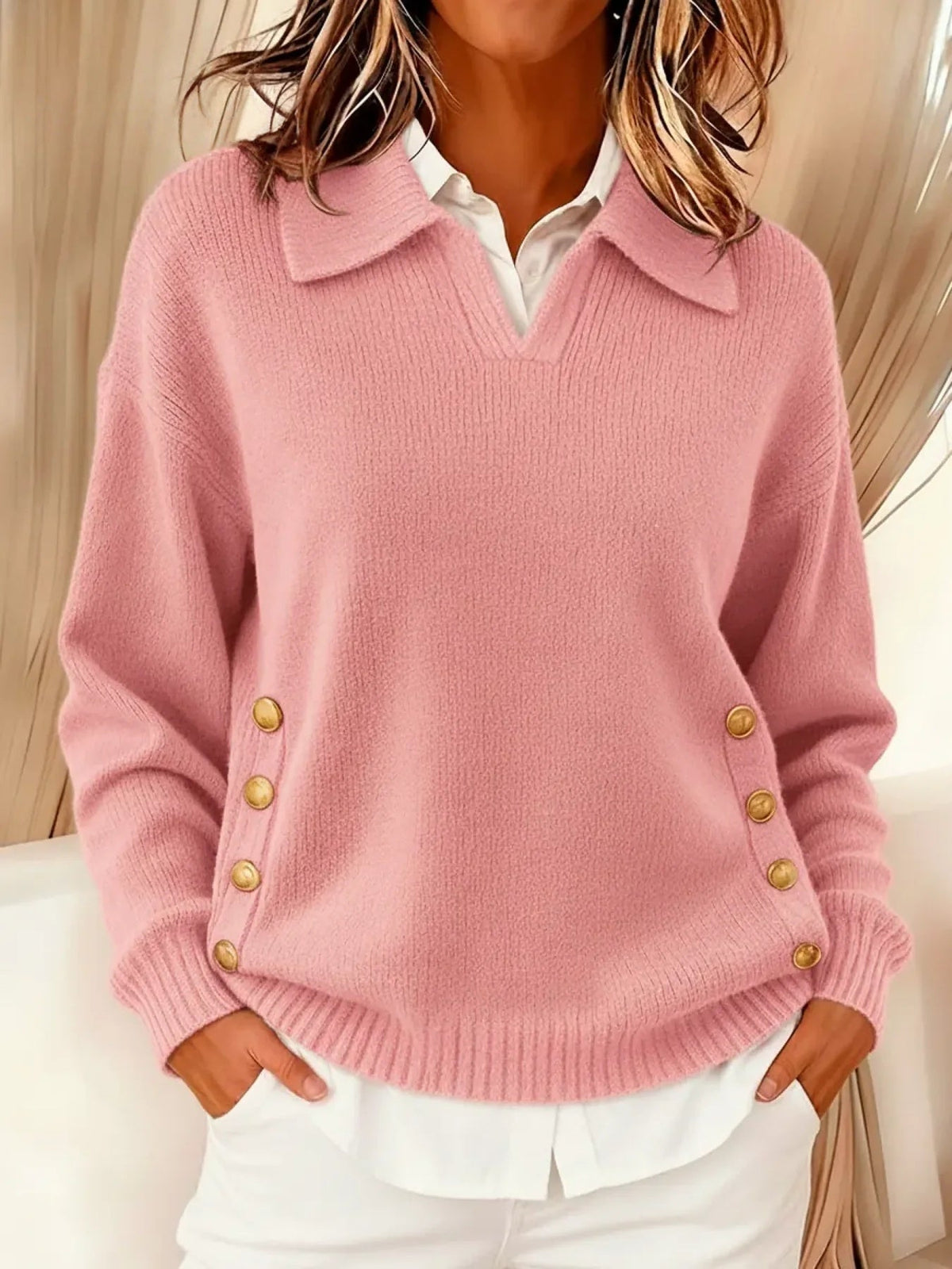 Vynette™ | Sweter z dekoltem w serek i kołnierzykiem" can be rewritten as:

"Vynette™ | Sweter z dekoltem w serek i eleganckim kołnierzykiem