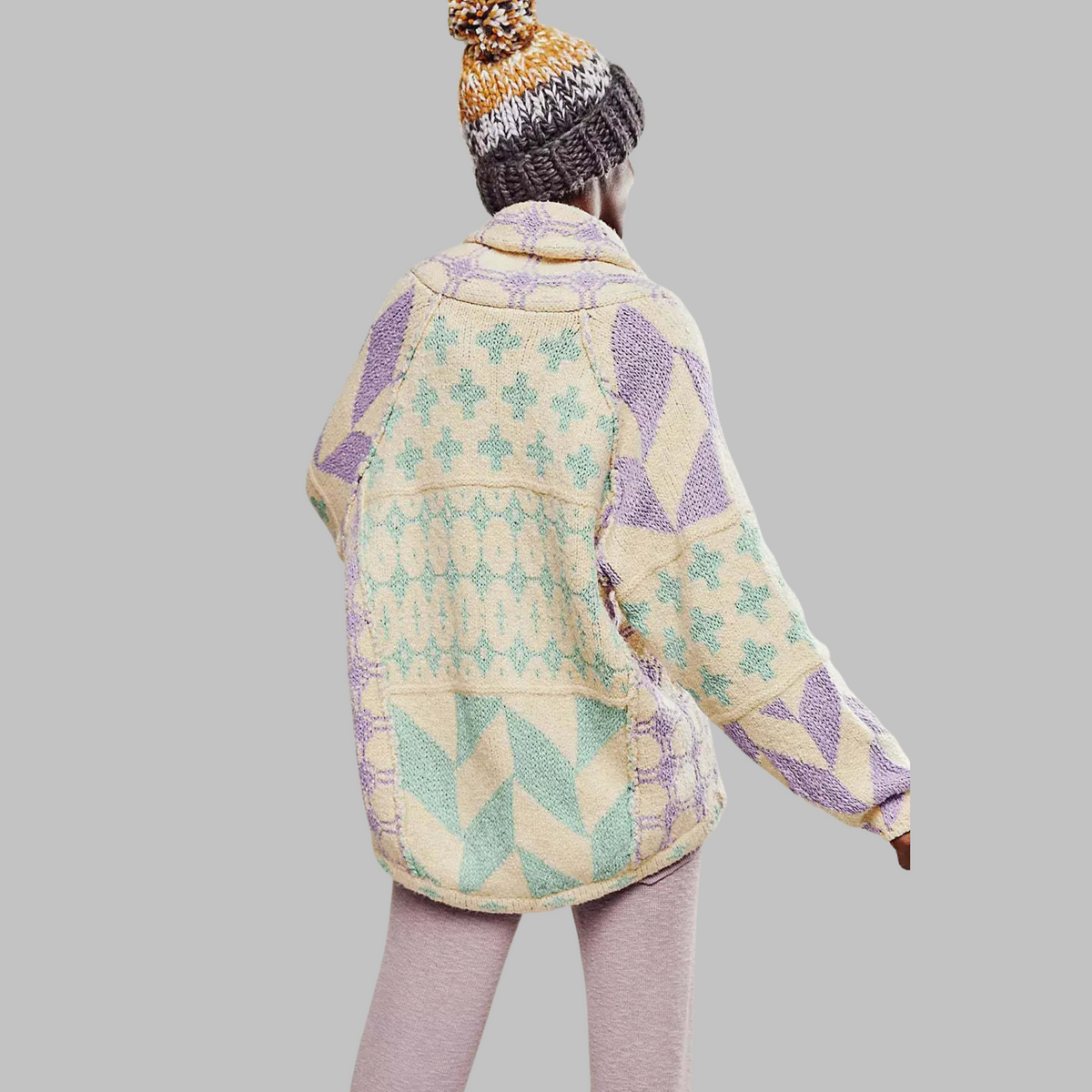 PORTIA™ - Oversize Vintage Kardigan z Długim Rękawem i Guzikowym Kołnierzykiem