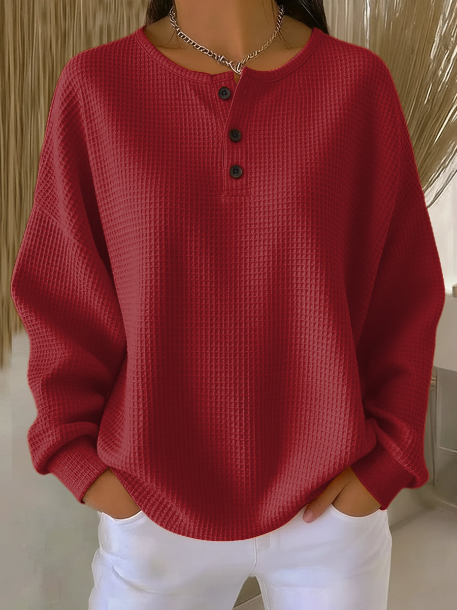 Mirabel™ | Ciepły Waffle Henley Sweter