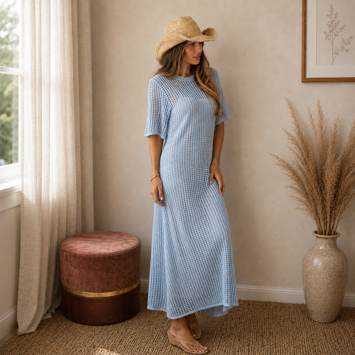 Avery™ | Elegancka Maxi Sukienka Szydełkowa
