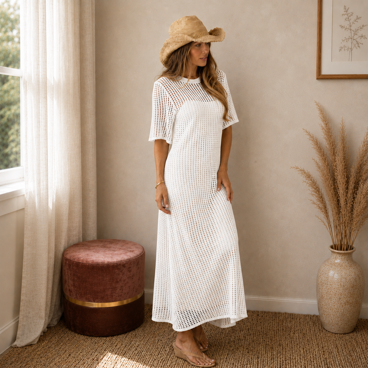 Avery™ | Elegancka Maxi Sukienka Szydełkowa