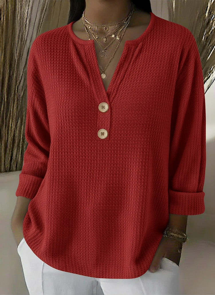 Lucinda™ | Henley Blouse with Buttons