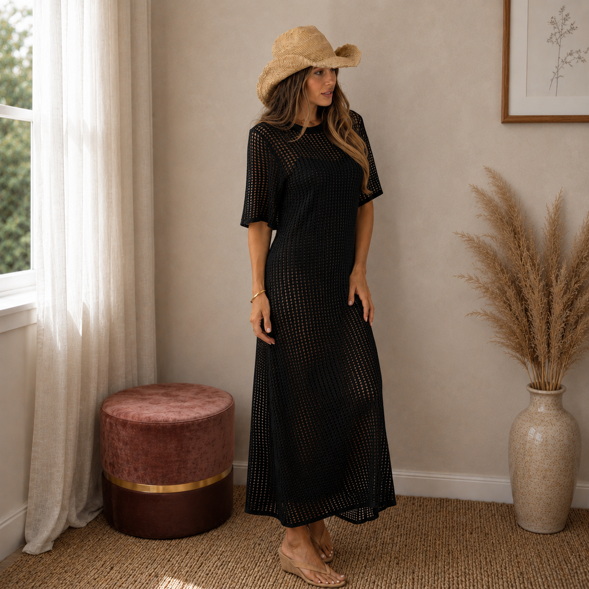 Avery™ | Elegancka Maxi Sukienka Szydełkowa