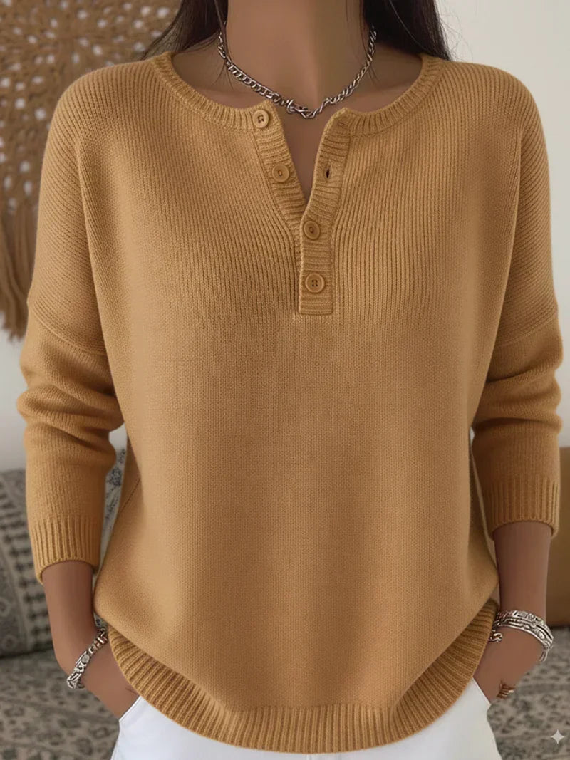 Helena™ | Henley Button-Up Sweater