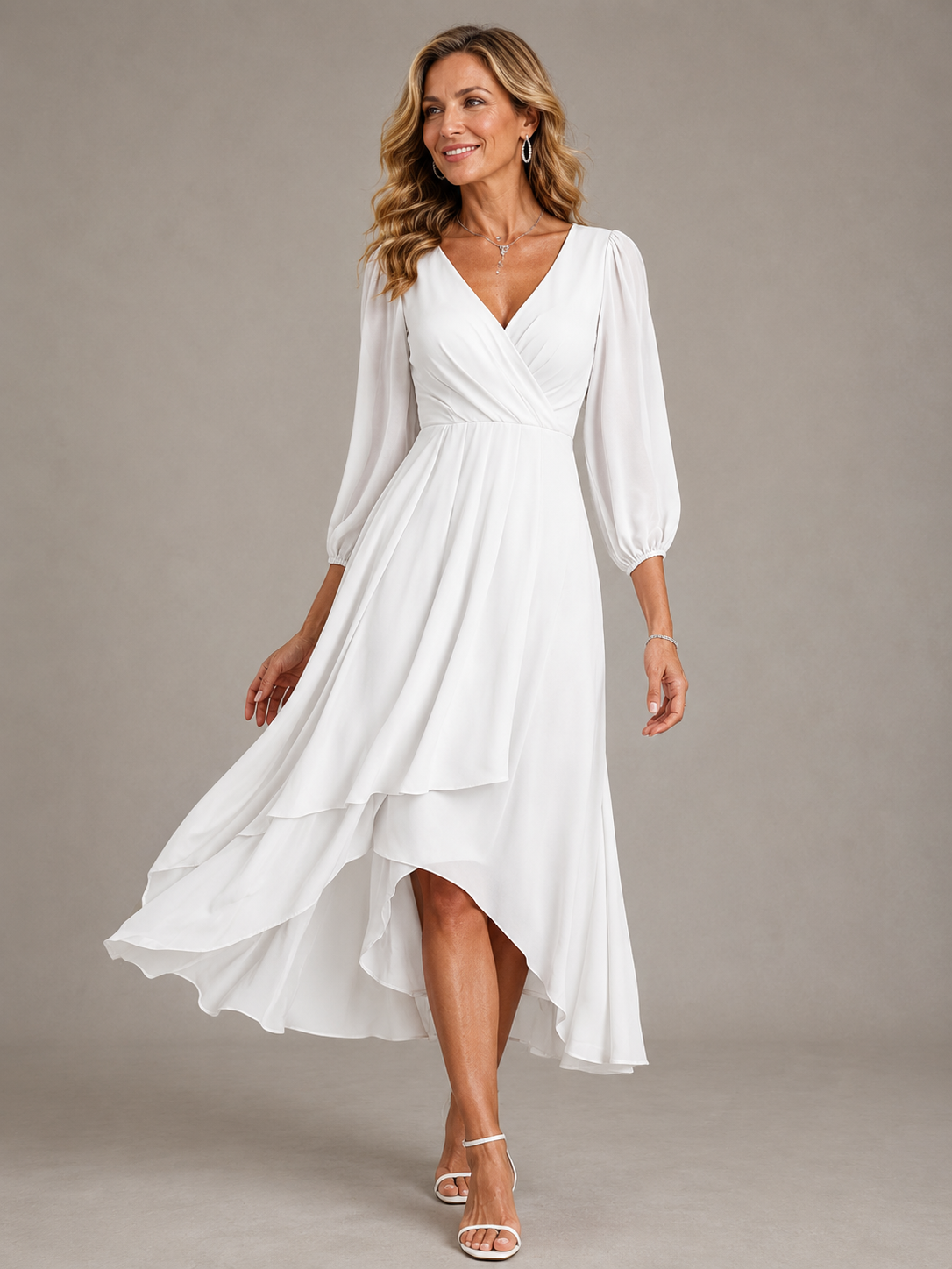 Mia™ | Elegancka Maxi Sukienka Dekoltem w Serek