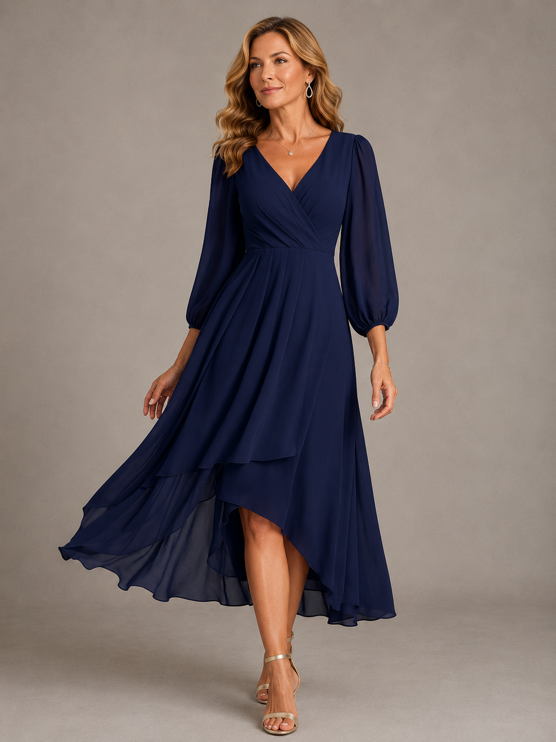 Mia™ | Elegancka Maxi Sukienka Dekoltem w Serek