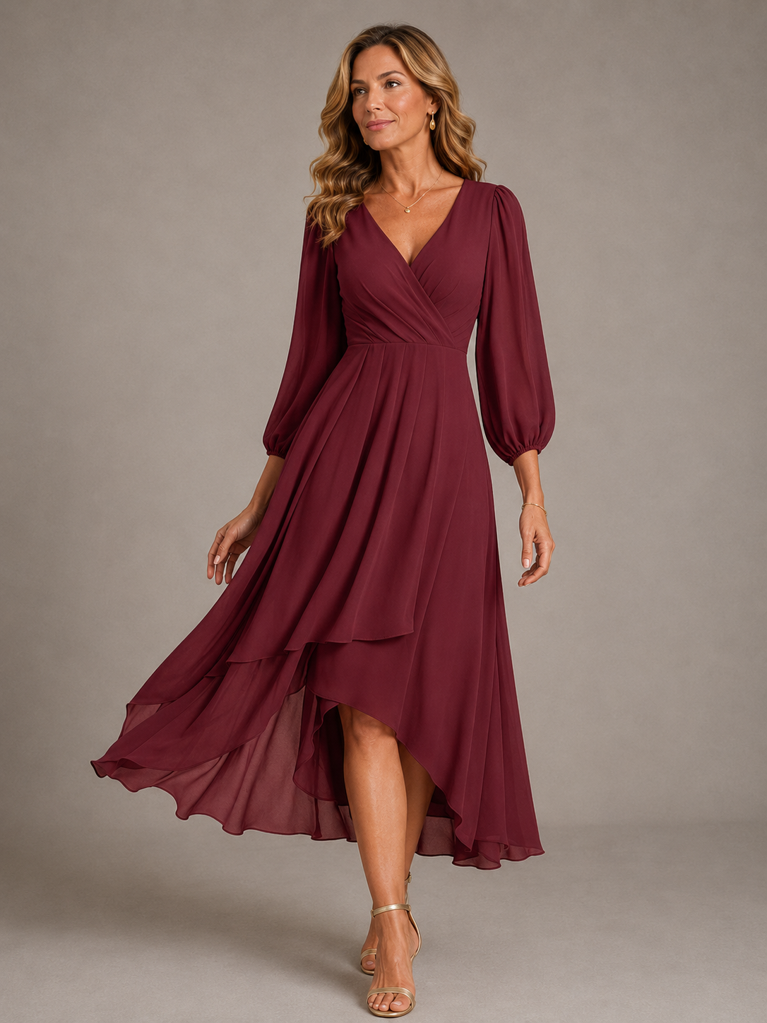 Mia™ | Elegancka Maxi Sukienka Dekoltem w Serek