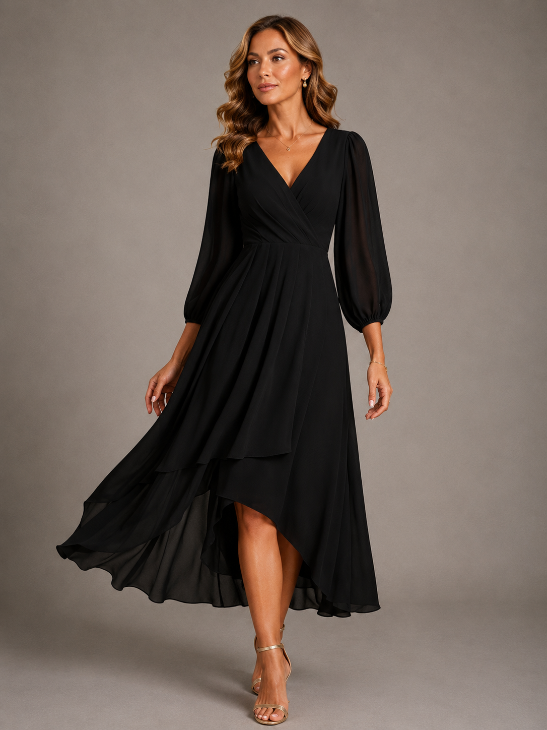 Mia™ | Elegancka Maxi Sukienka Dekoltem w Serek