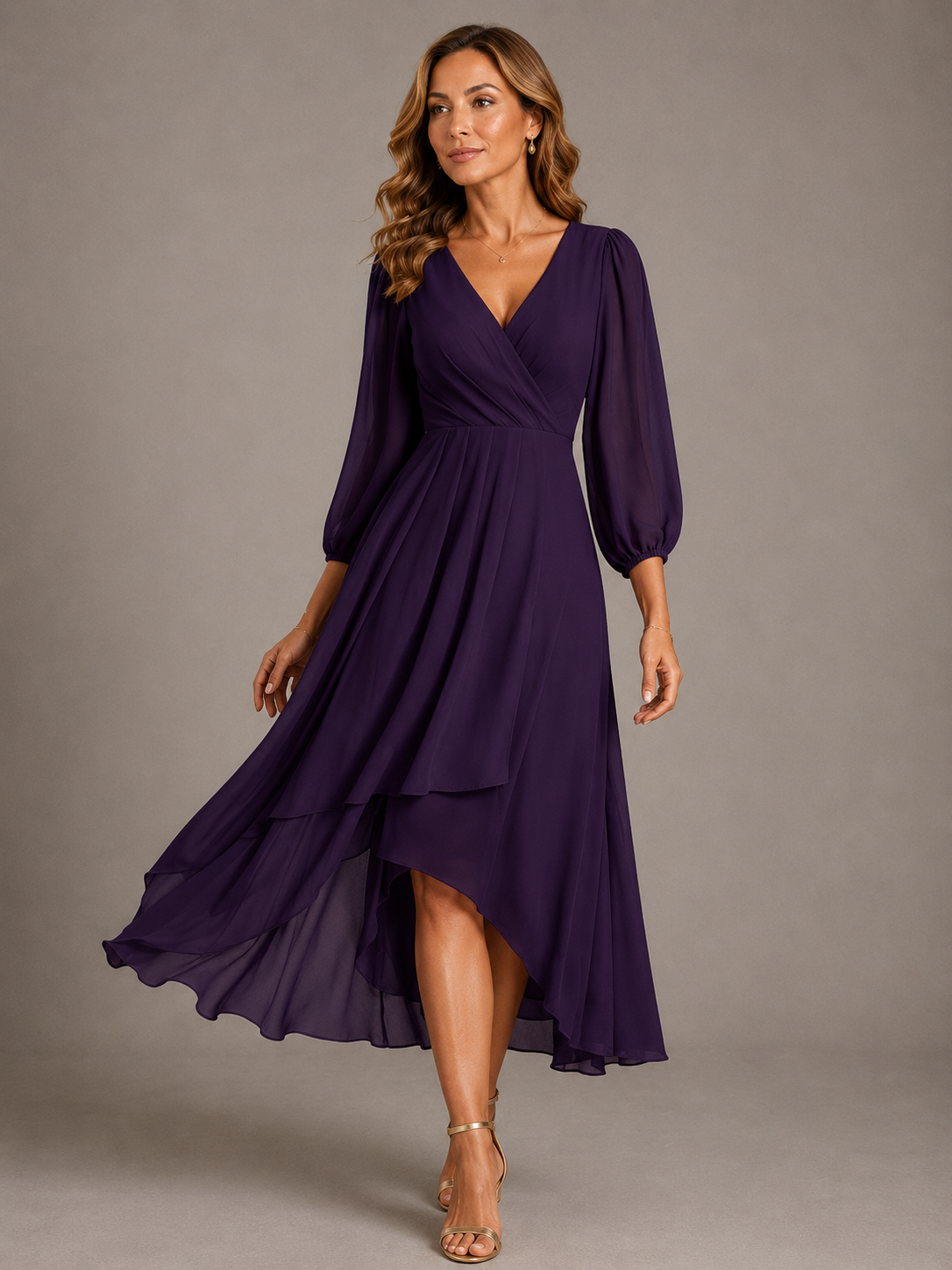 Mia™ | Elegancka Maxi Sukienka Dekoltem w Serek