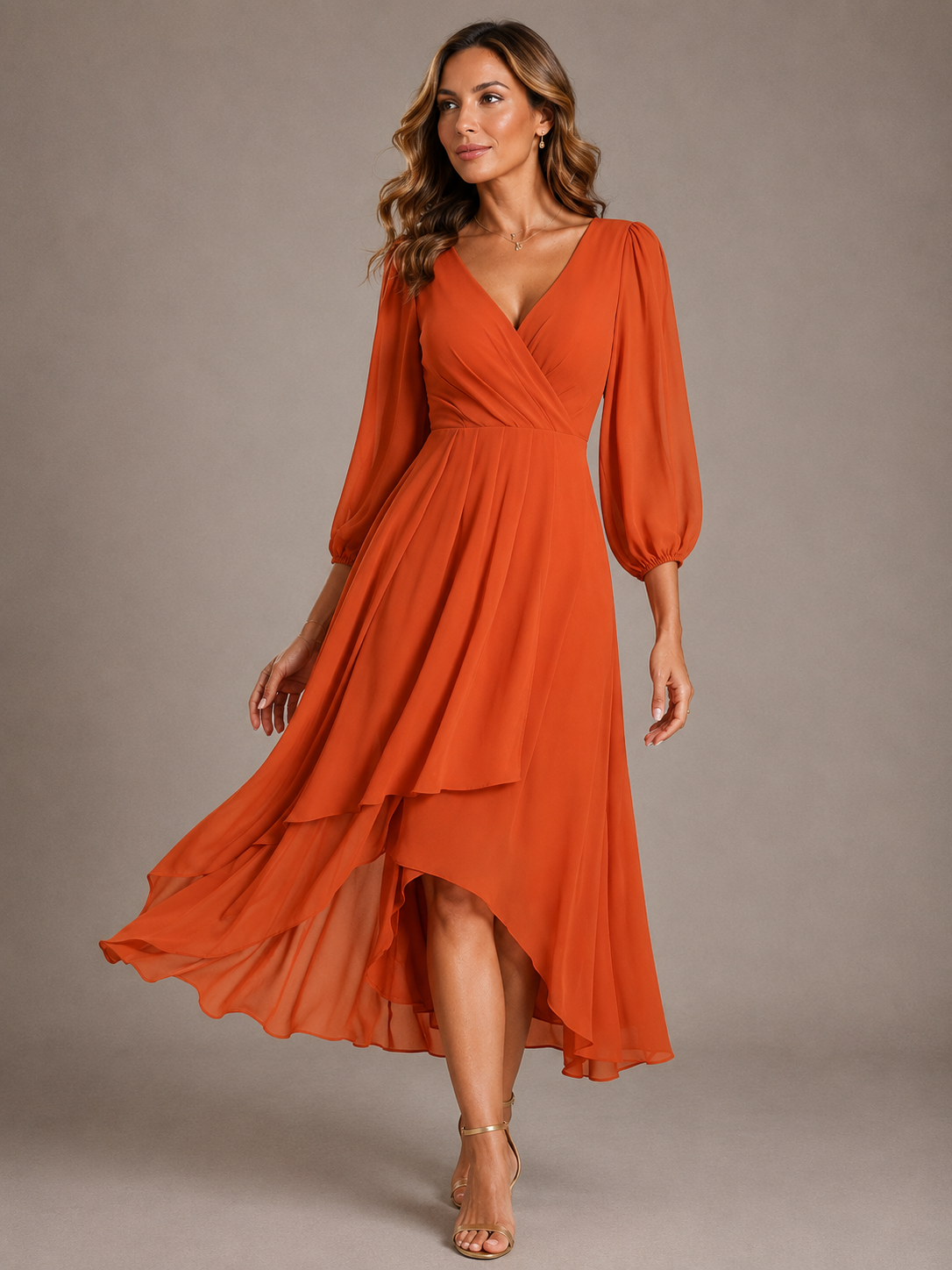 Mia™ | Elegancka Maxi Sukienka Dekoltem w Serek