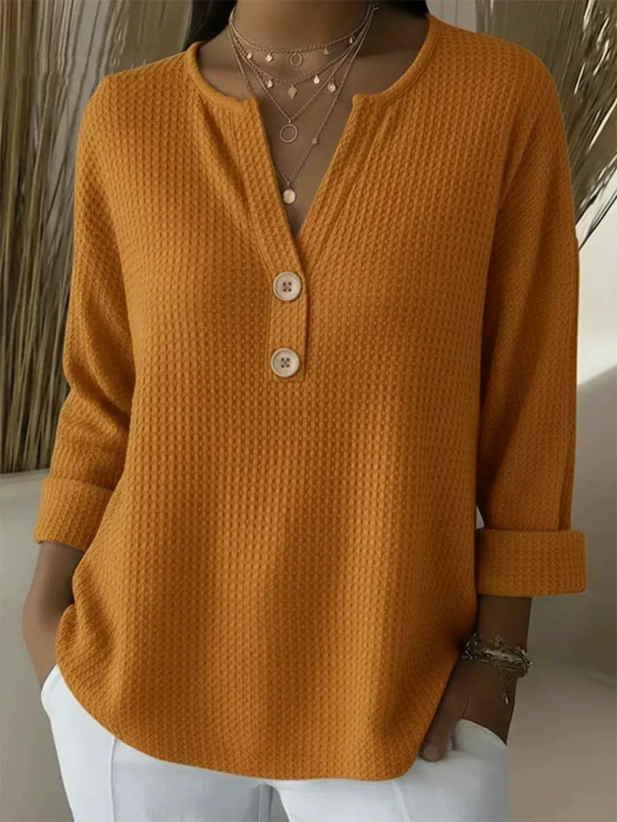 Lucinda™ | Henley Blouse with Buttons