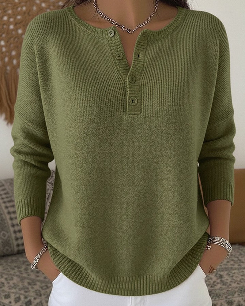 Helena™ | Henley Button-Up Sweater