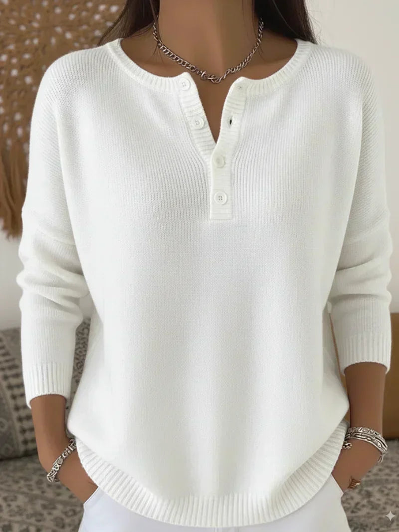 Helena™ | Henley Button-Up Sweater