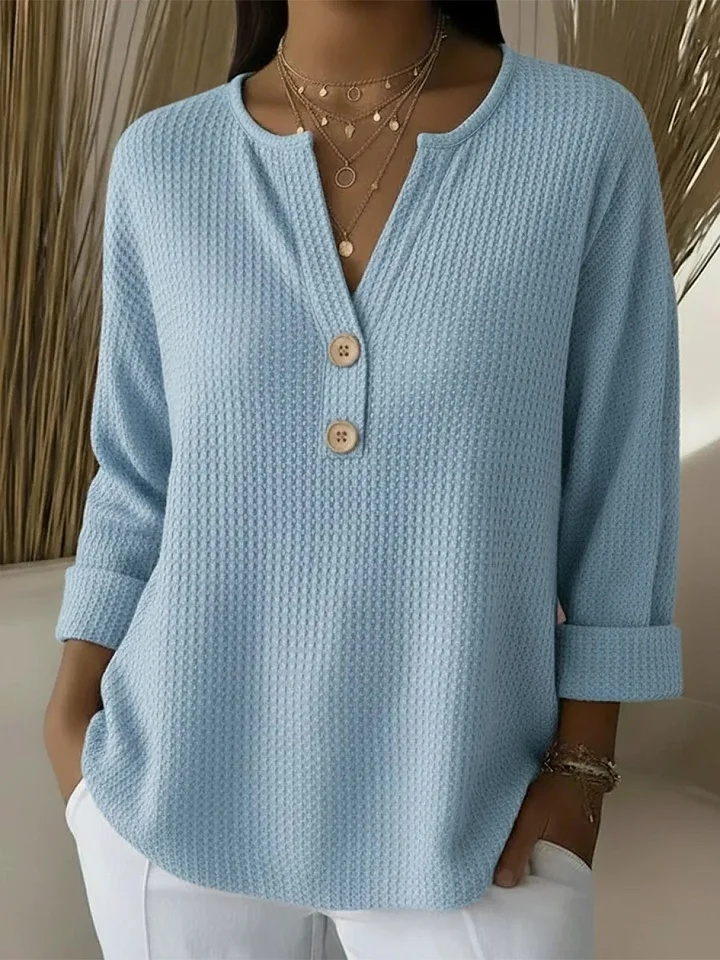 Lucinda™ | Henley Blouse with Buttons