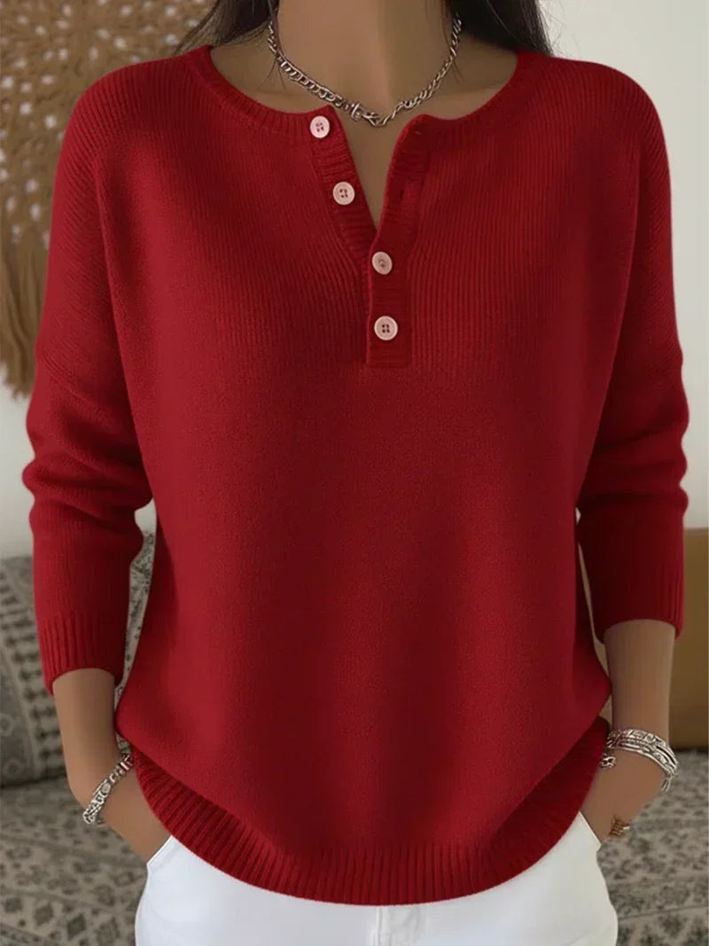 Helena™ | Henley Button-Up Sweater