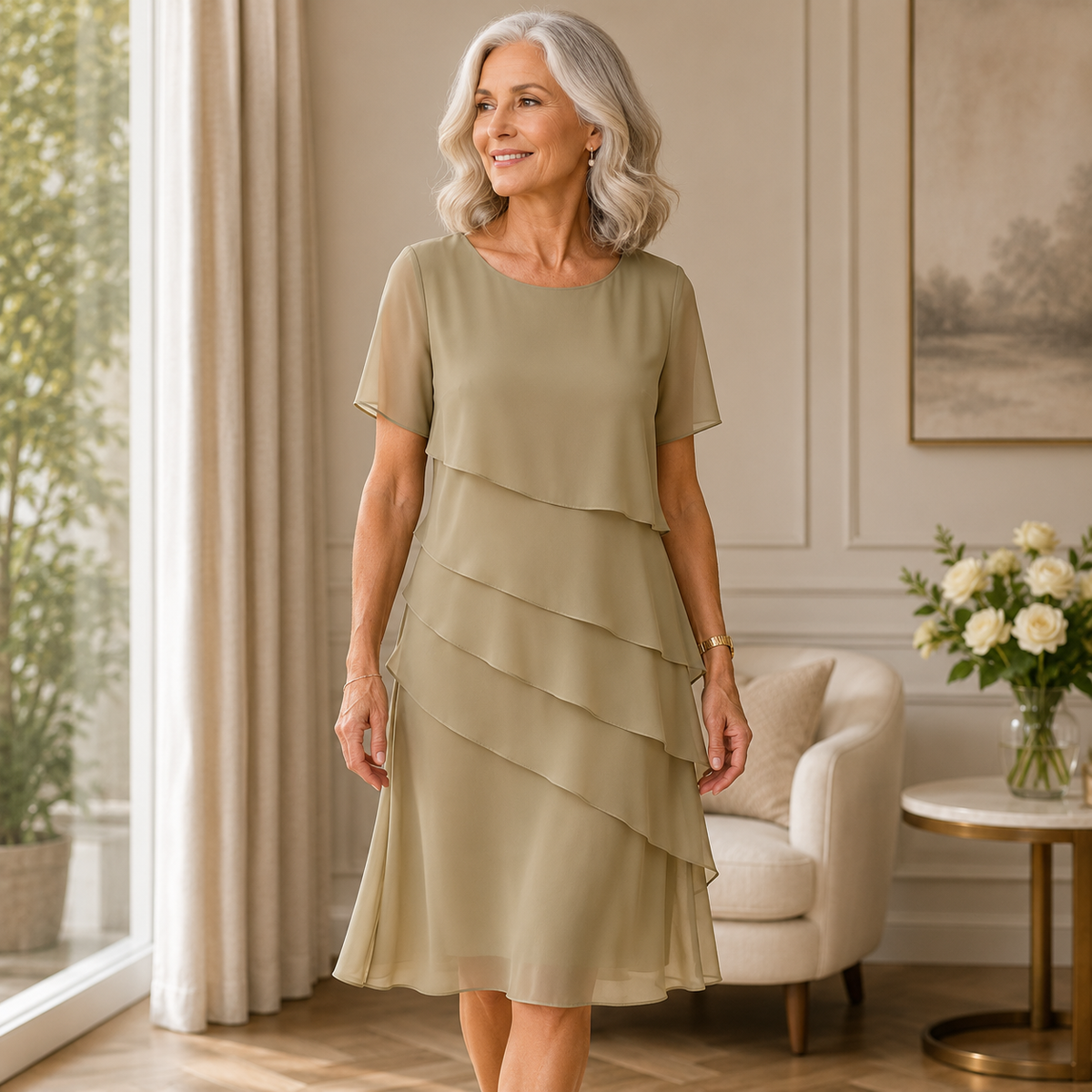 Linda | Elegancka Sukienka z Faldami
