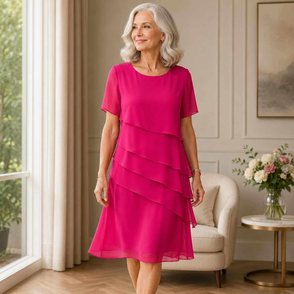 Linda | Elegancka Sukienka z Faldami