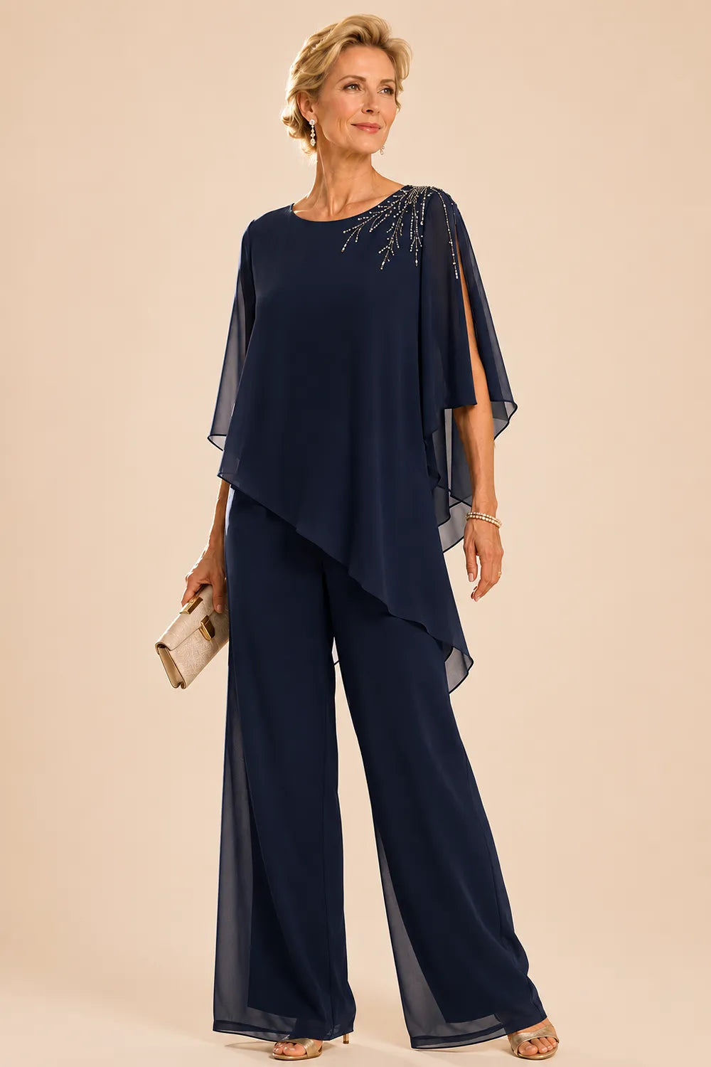 Elegancki Garnitur Chiffon dla Mamy Panny Młodej