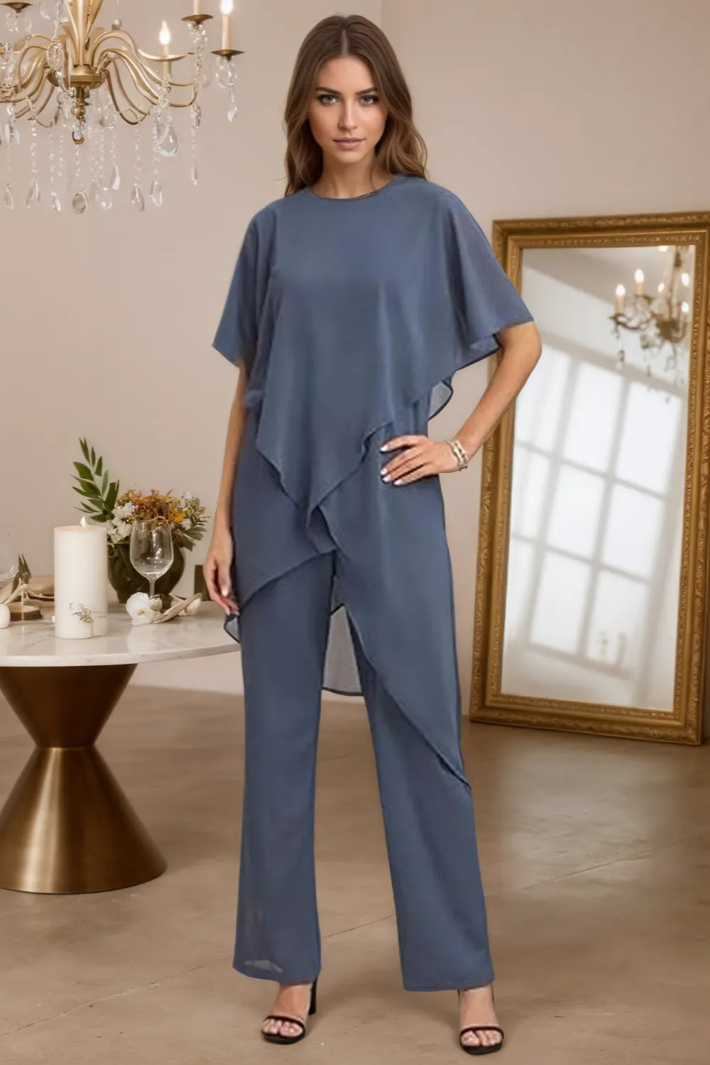 Elegancki zestaw formalny z chifonu Valora